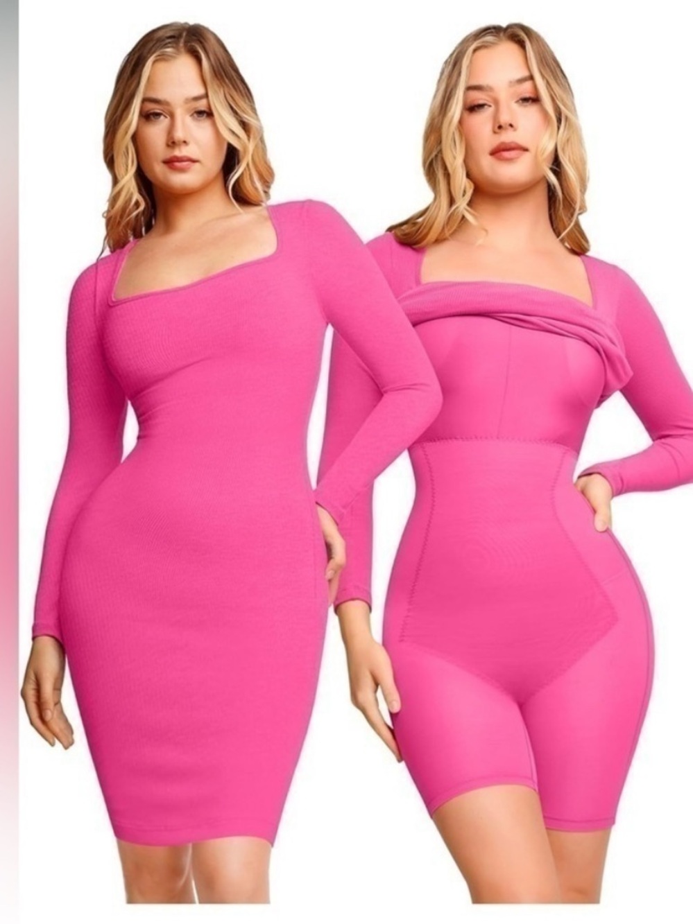 Popilush Built-In Shapewear Modal Lounge Dresses in pink size M